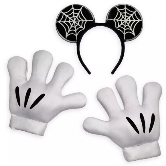 Disney Halloween Mickey Mouse Gloves Light-Up Skeleton Costume Accessory Set NEW - Picture 4 of 4